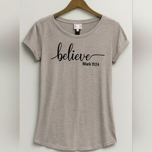 NWT Trueselfs Believe Mark 11:24 Faith Graphic Tee Christian Bible Verse L